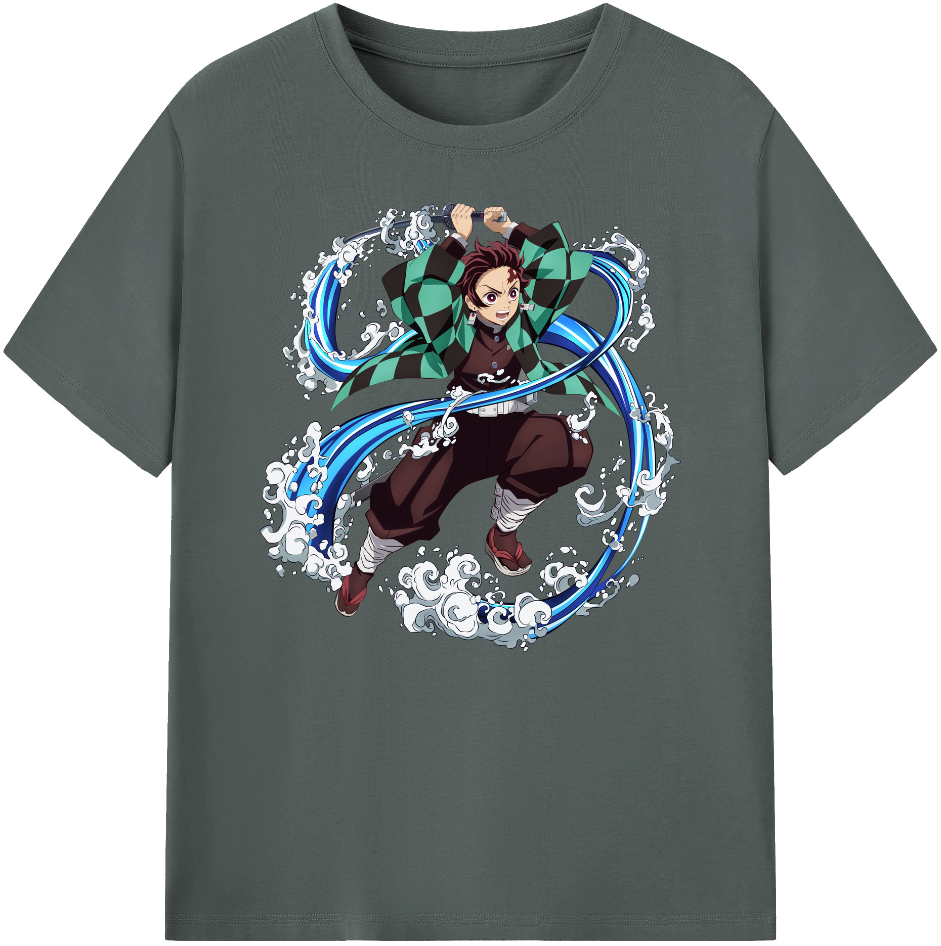 （画像用） 鬼滅の刃 竈門 炭治郎／かまど たんじろう Kamado Tanjirou 綿100％ メンズ半袖Tシャツ｜肌触りやわらか＆通気性